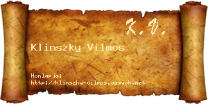 Klinszky Vilmos névjegykártya